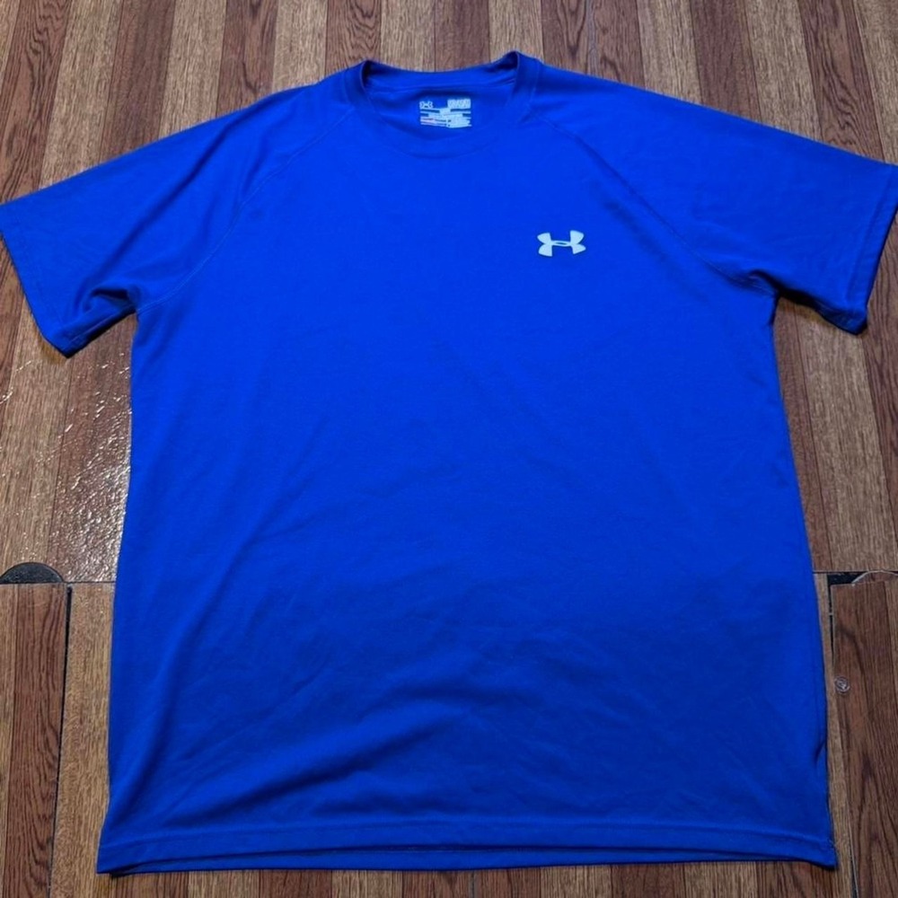 Under Armour Blue Heat Gear Retro Sportswear Running Train Shirt Medium